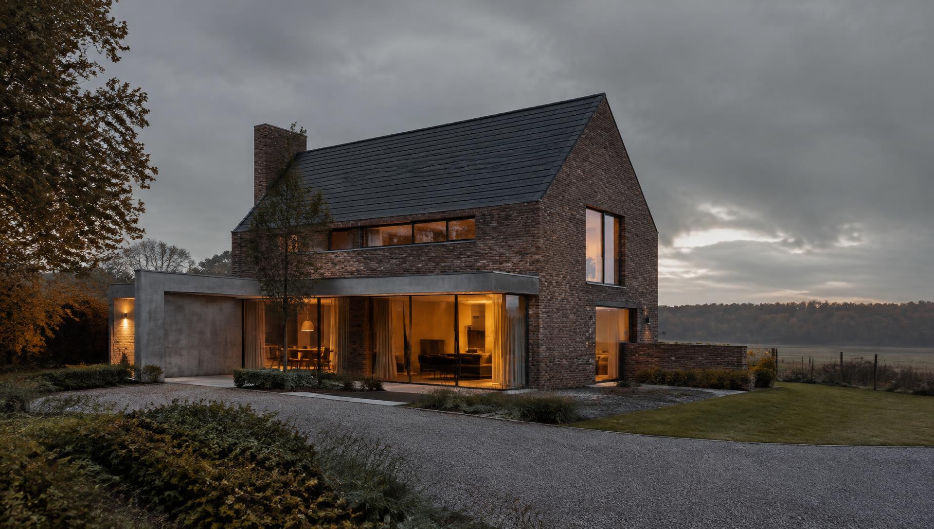 3D exterior render at dusk — placeholder